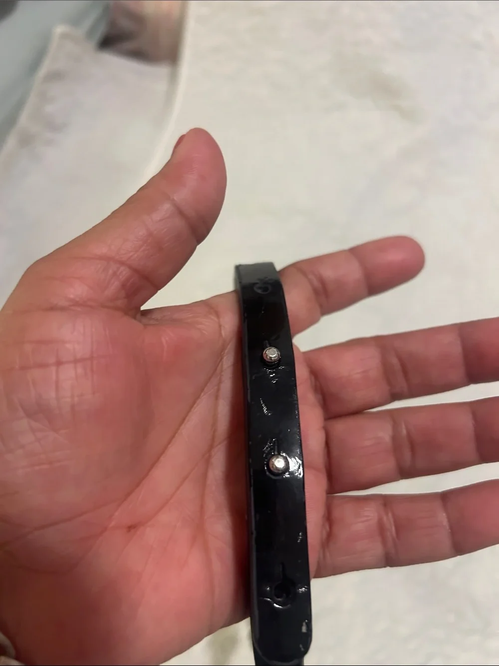 White House Black Market Black Skinny Belt with Silver Bow Buckle